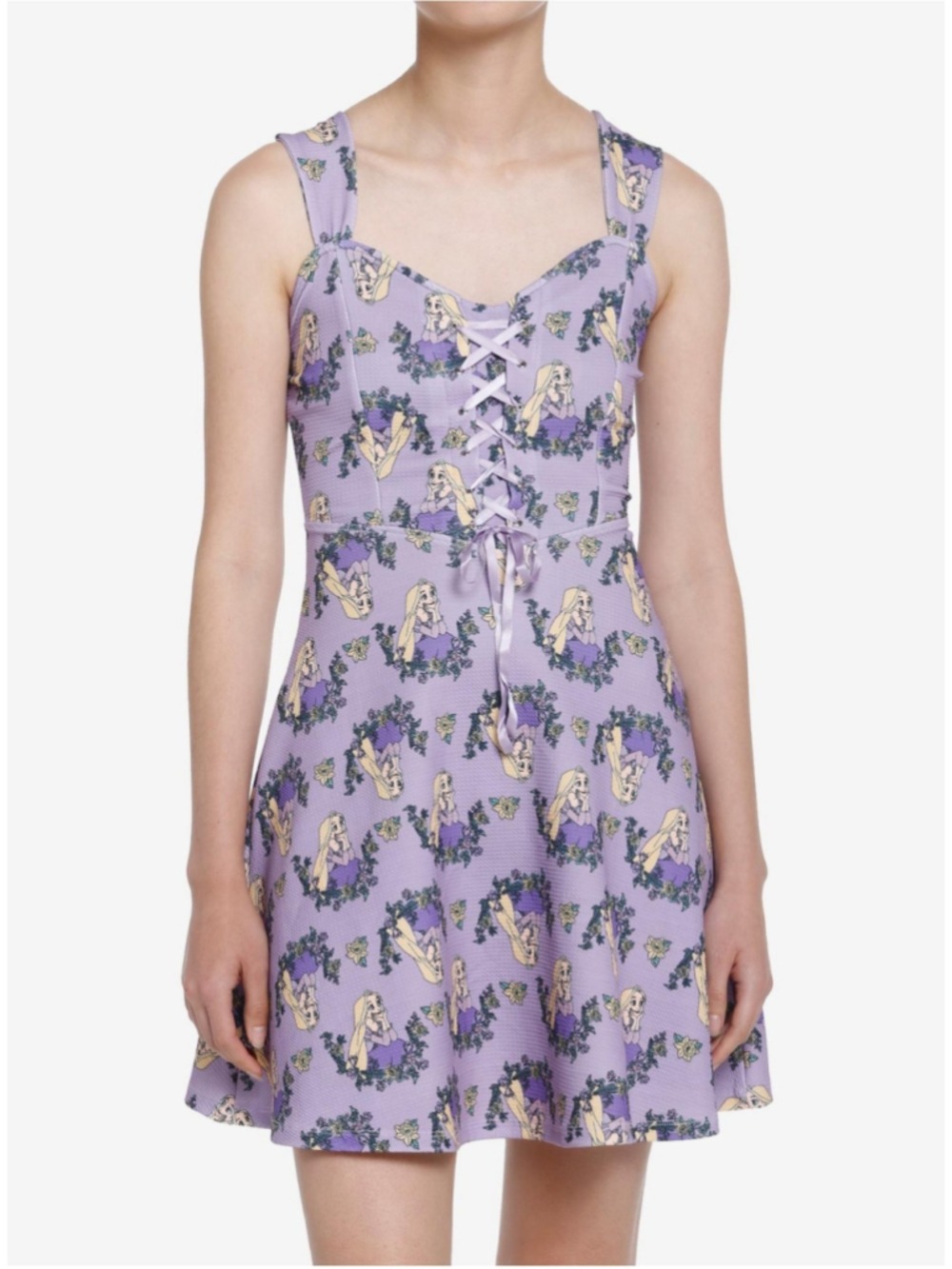 Disney Tangled Rapunzel Floral Lace-Up Dress Size 2X NWT Cottagecore
